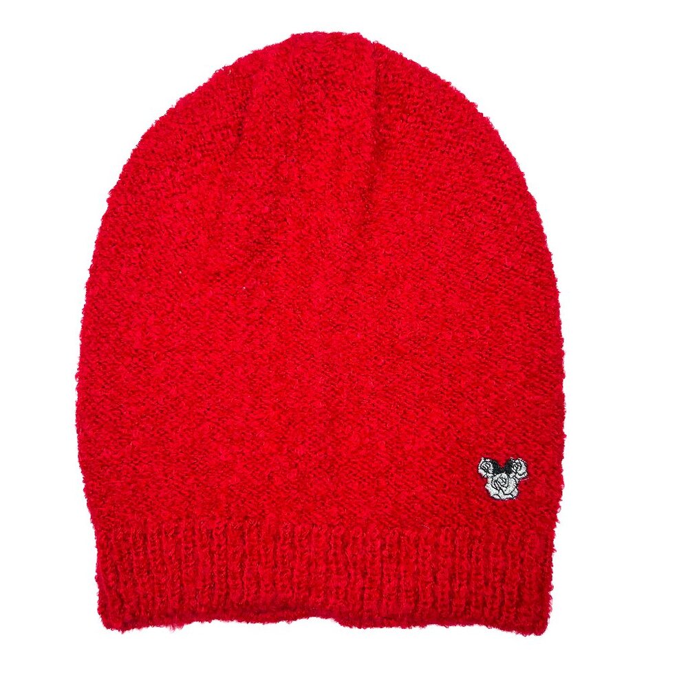 Disney Theme Parks Minnie Mouse Icon Red Chenille Beanie Hat OS - Picture 2 of 7